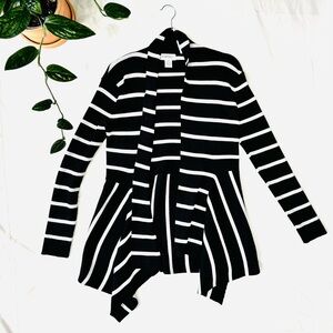 Carmen Marc Valvo Sweater Striped Open Cardigan